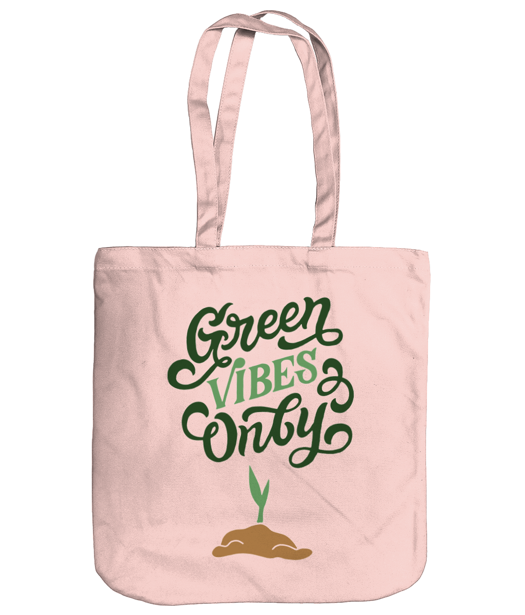 Green Vibes Only EarthAware Organic Spring Tote - pastel pink