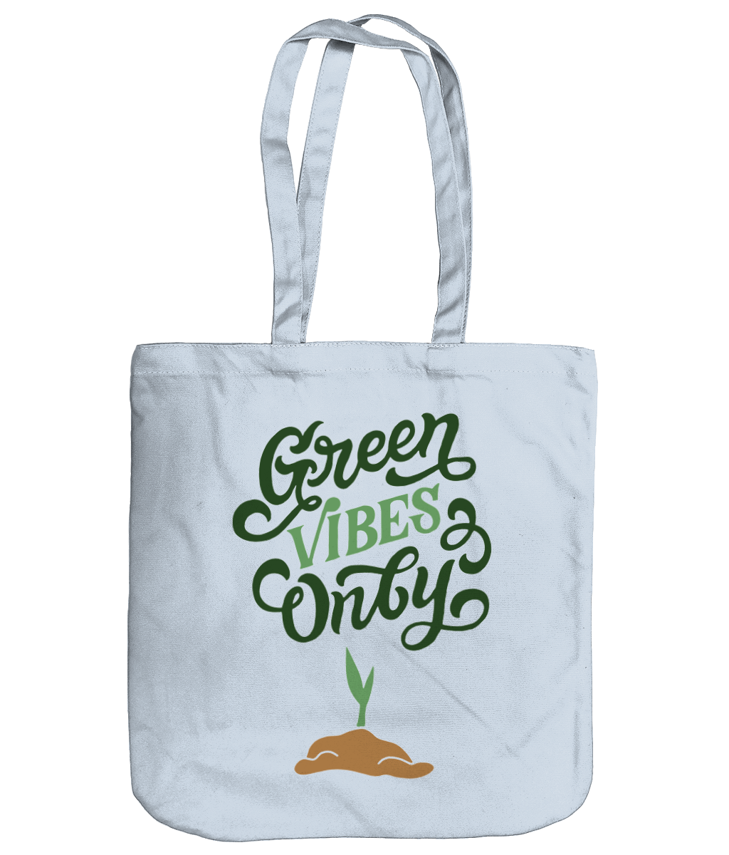 Green Vibes Only EarthAware Organic Spring Tote - pastel blue