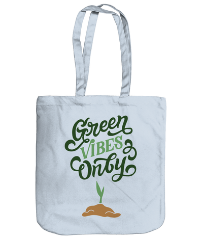 Green Vibes Only EarthAware Organic Spring Tote - pastel blue
