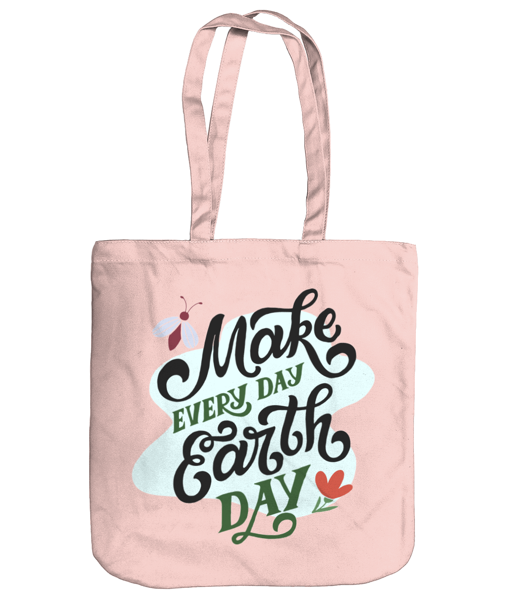 Make Every Day Earth Day EarthAware Organic Spring Tote - pastel pink