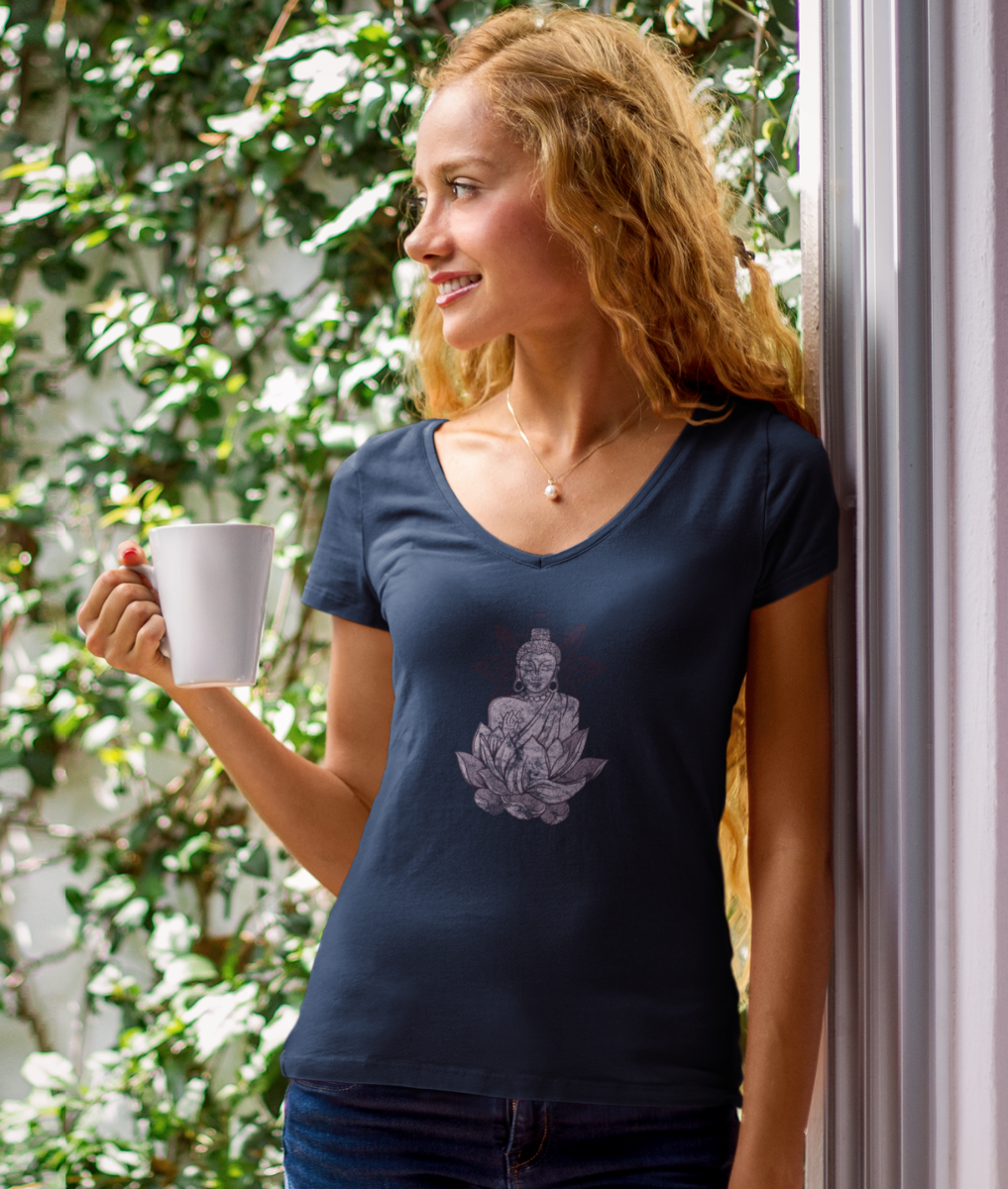 Buddha Blessing Womens Viscose Hemp Organic V Neck